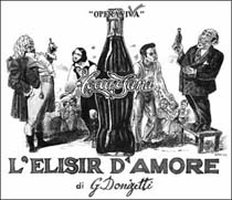 Disegno dela locandina de "L'elisir d'amore" di Donizetti presentato dalla Corale San Martino "Opera viWa" 29KB